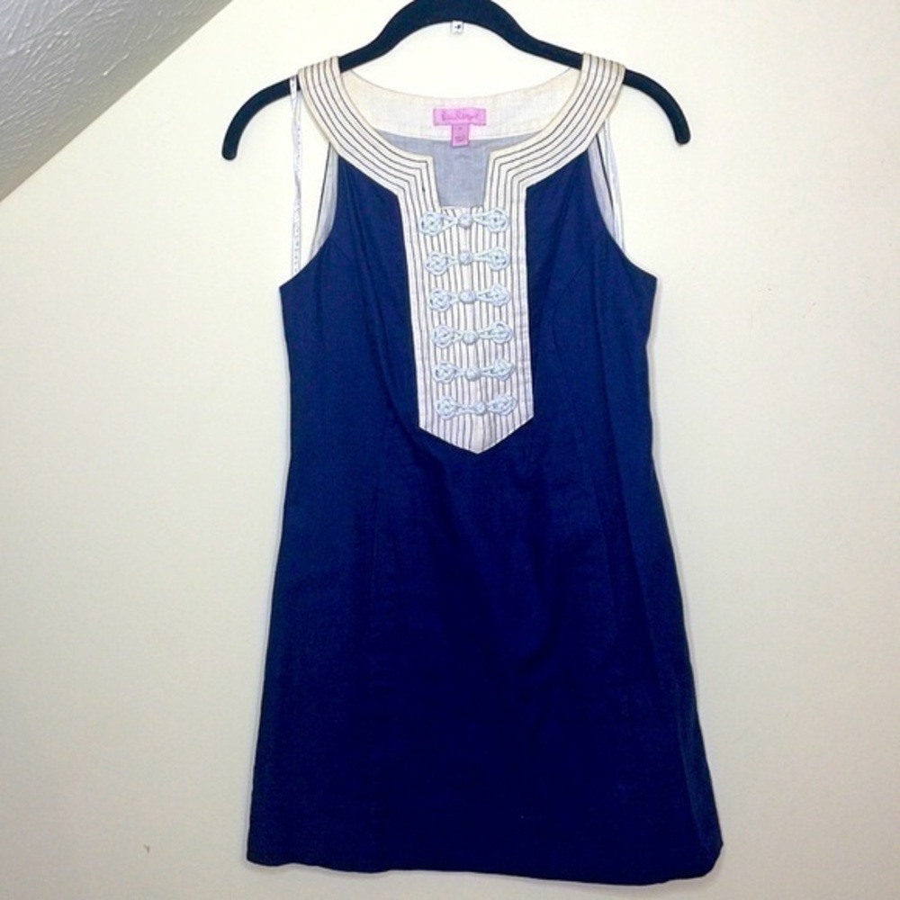 Lilly Pulitzer navy knot button dress, size 0